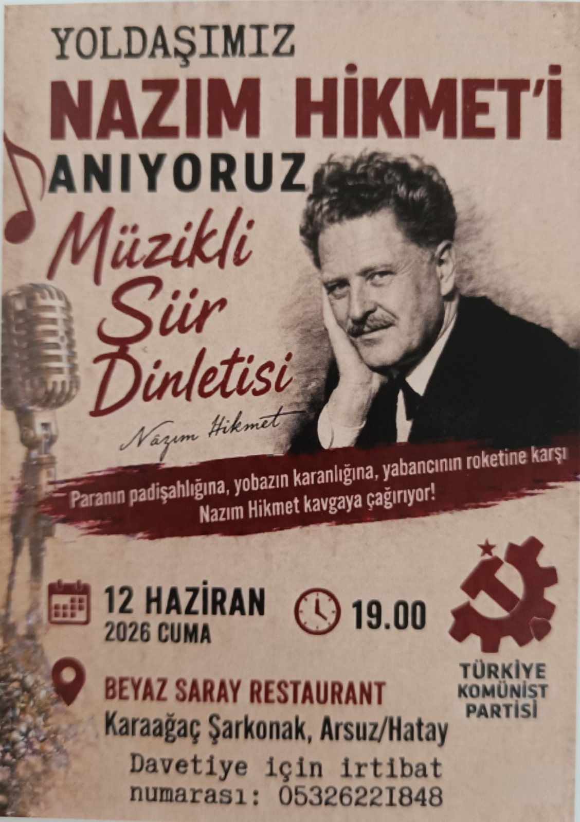 TKP Nazım Hikmet’i anıyor