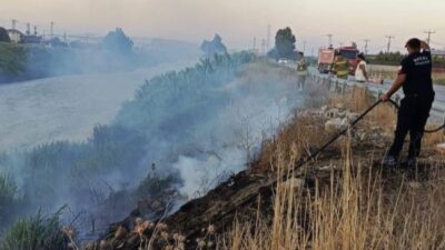 ANTAKYA’DA ASİ NEHRİ KENARINDA SAZLIK YANGINI