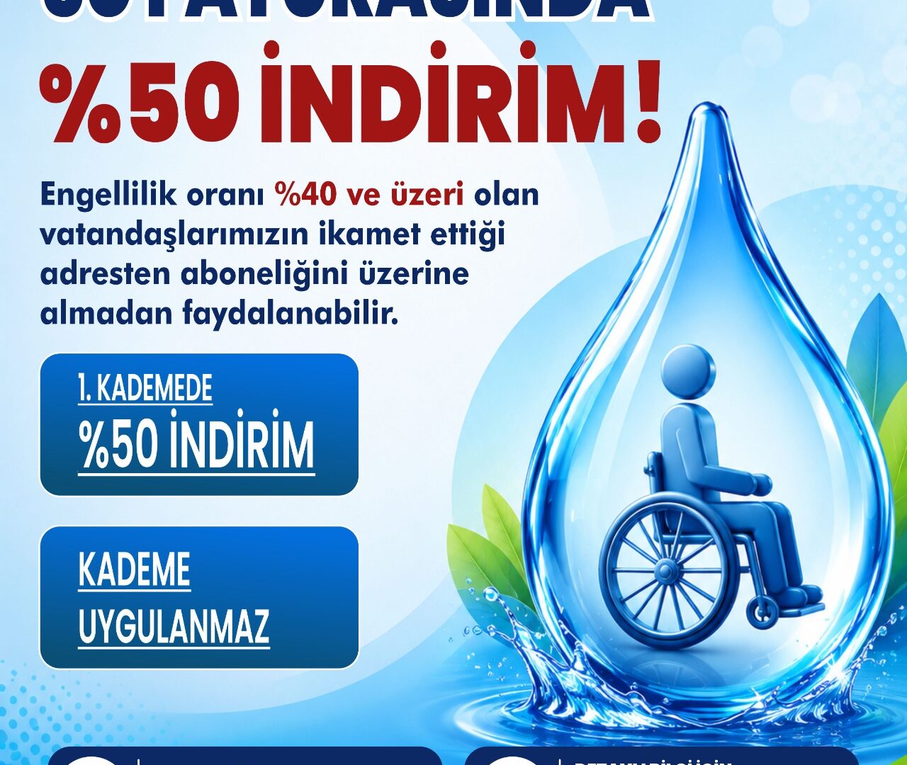 Engelli vatandaşlara  su faturası desteği