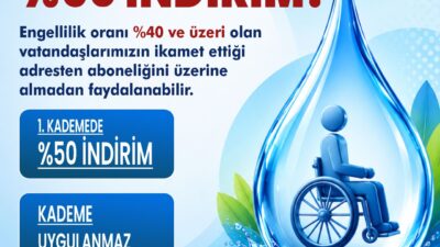 HBB’DEN ENGELLİLERE SU FATURASINDA YÜZDE 50 İNDİRİM.