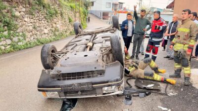 İSKENDERUN’DA TERS DÖNEN OTOMOBİLİN SÜRÜCÜSÜ YARALANDI